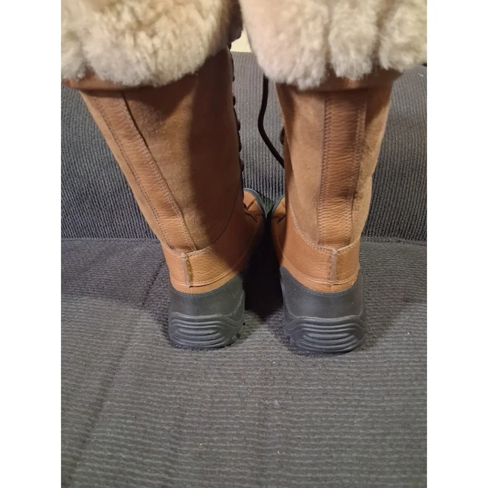 UGG Adirondack Tall III‎ Chestnut Leather Fur Boots Womens Size 5 -NIB-